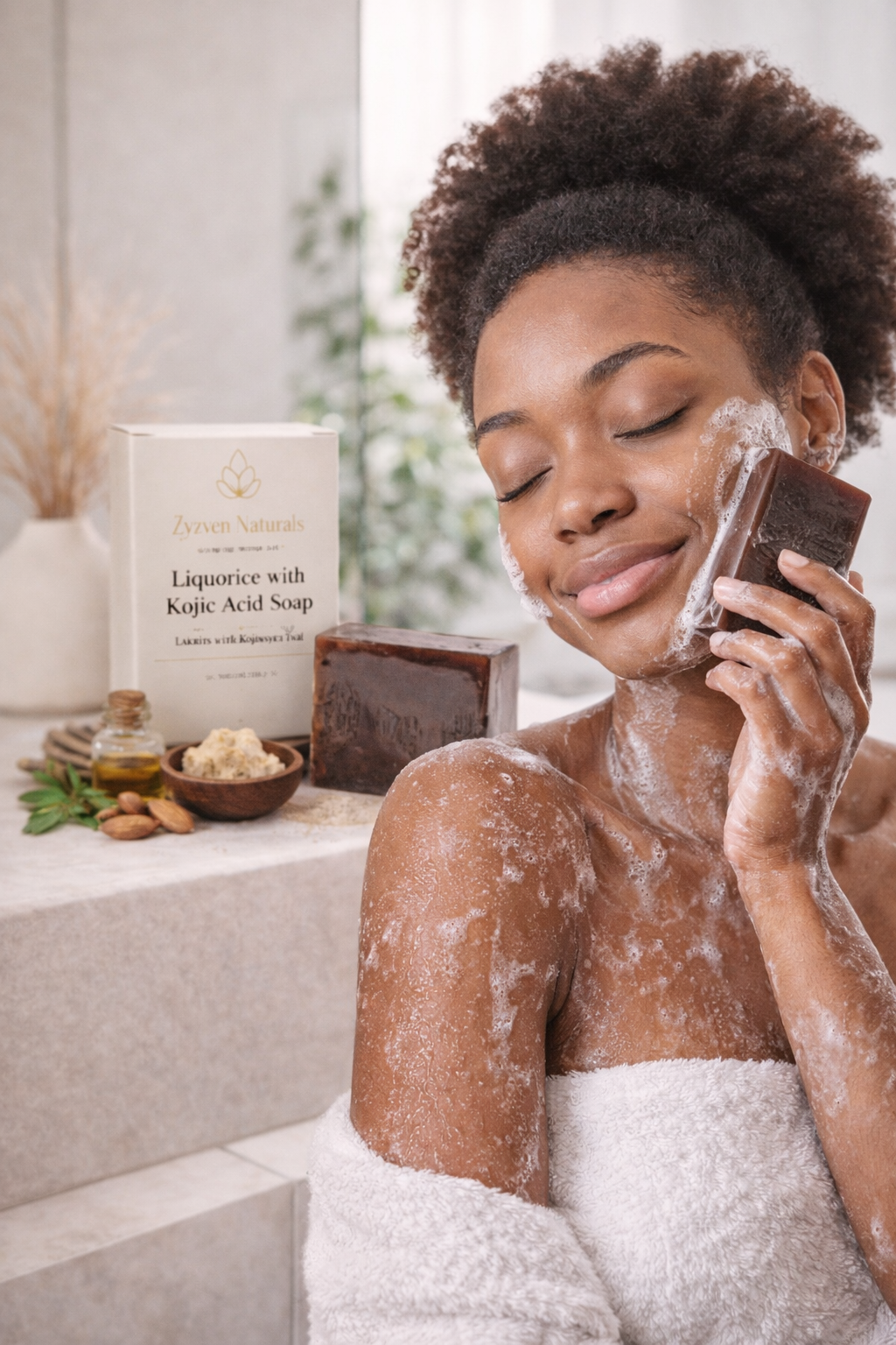 Liquorice & Kojic Brightening Soap Bar (200g) | Face & Body Cleanser with Niacinamide, Vitamin E & Shea Butter