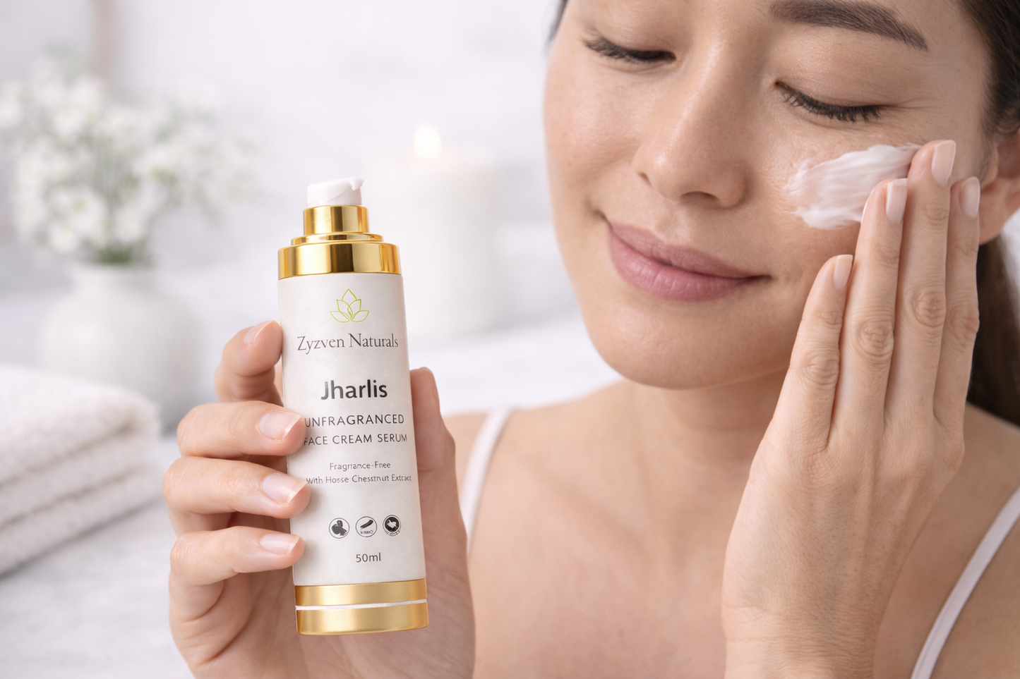 Jharlis™ Unfragranced Face Cream Serum (50ml) | Fragrance-Free Moisturizer for Sensitive & Mature Skin