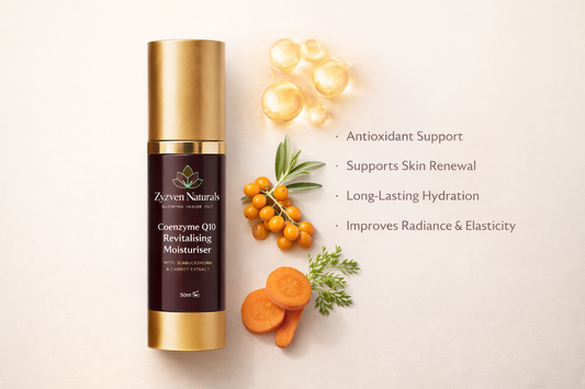 Coenzyme Q10 Moisturizer | Organic Anti-Aging Face Cream with Sea Buckthorn & Carrot (50ml)