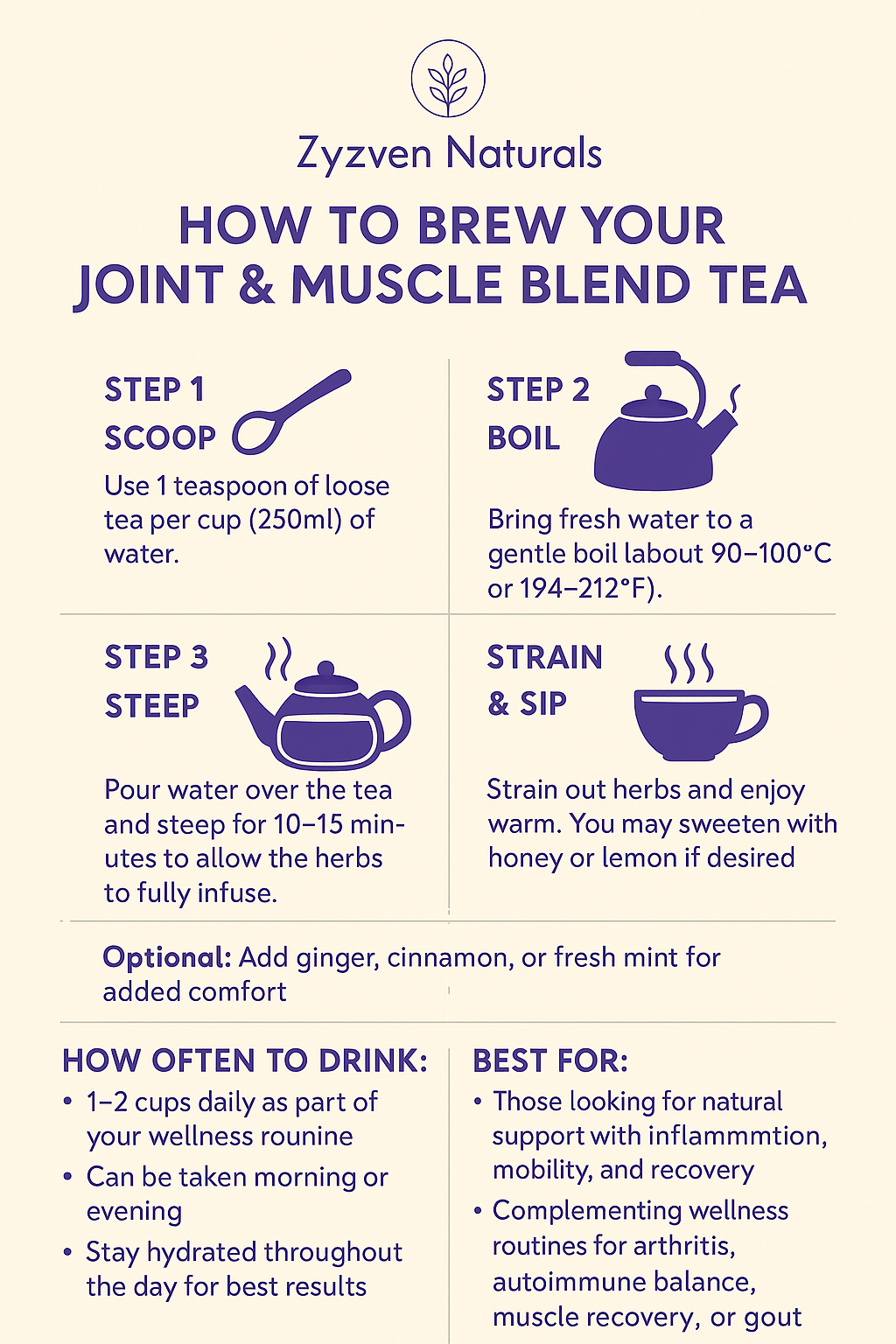Organic Joint & Muscle Wellness Herbal Tea (60g) | JointEase | Caffeine-Free | GMP Certified