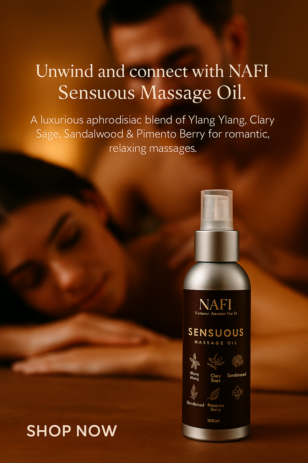 Sensuous Massage Oil | Organic Botanical Massage Oil for Relaxation (100ml)