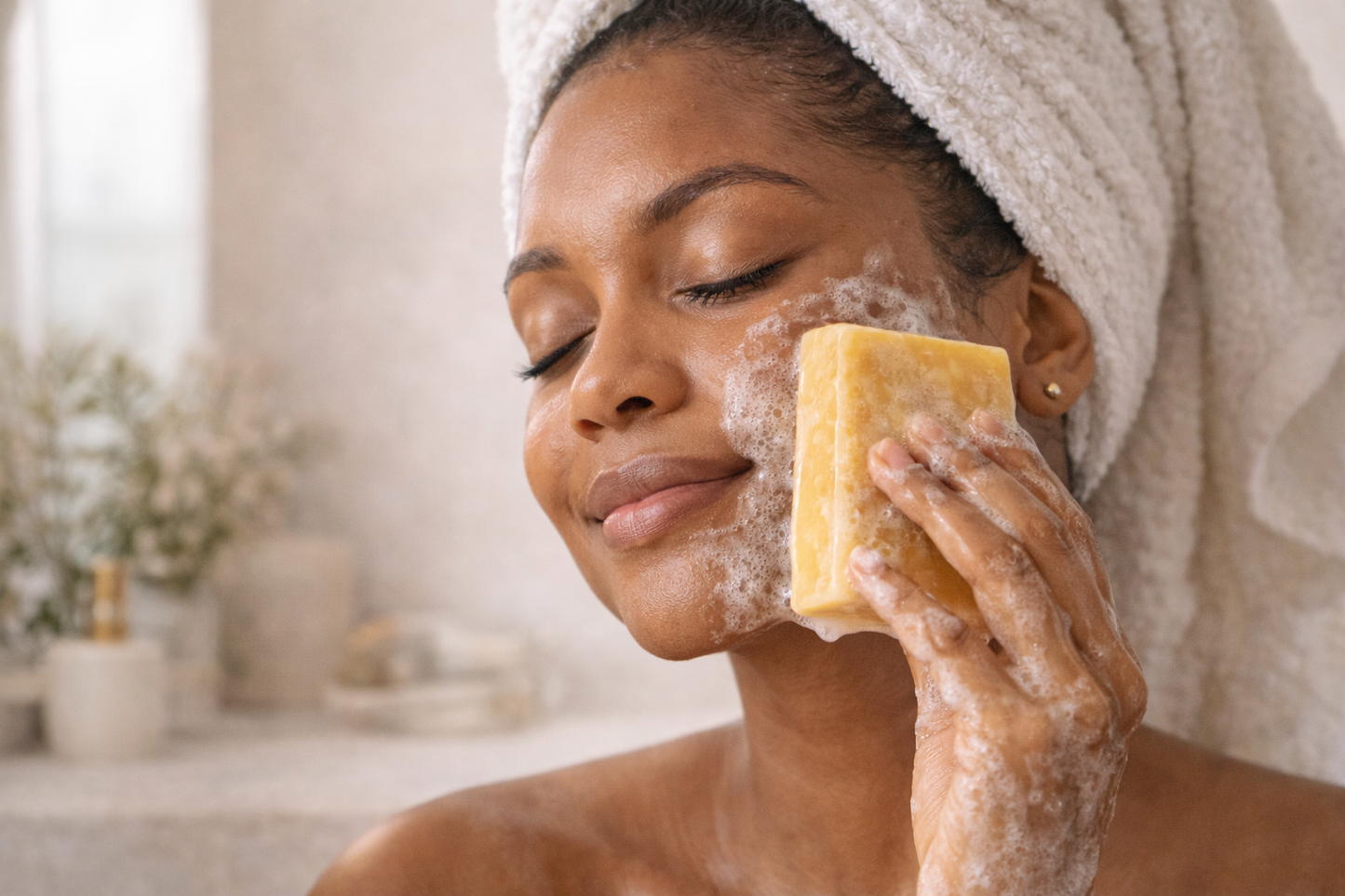 Turmeric & Honey Brightening Soap Bar (200g) | Face & Body Cleanser with Kojic Acid, Niacinamide & Sea Buckthorn