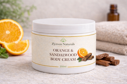 Orange & Sandalwood Body Cream (250ml) | Men's Moisturizer with Shea Butter, Rosehip & Avocado Oil