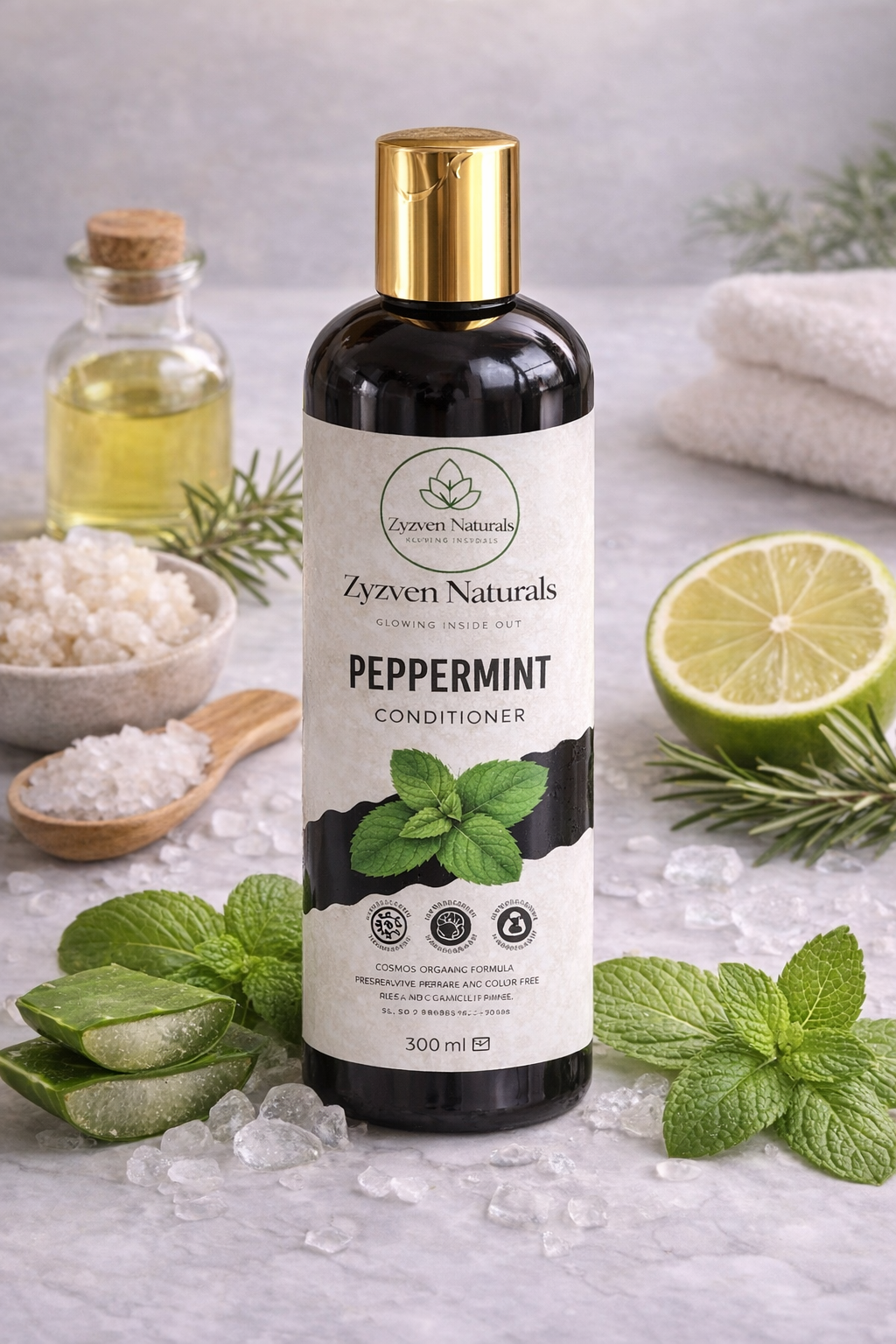 Peppermint Conditioner (300ml) | Organic Hydrating Conditioner with Peppermint, Rosemary, Aloe Vera & Jojoba Oil