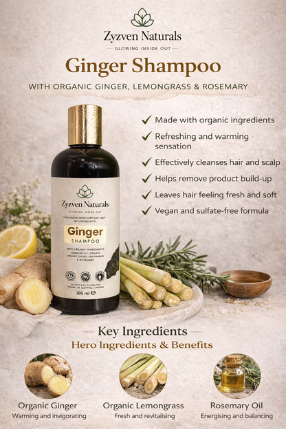 Ginger Shampoo | Organic Botanical Shampoo for Healthy Hair & Scalp
