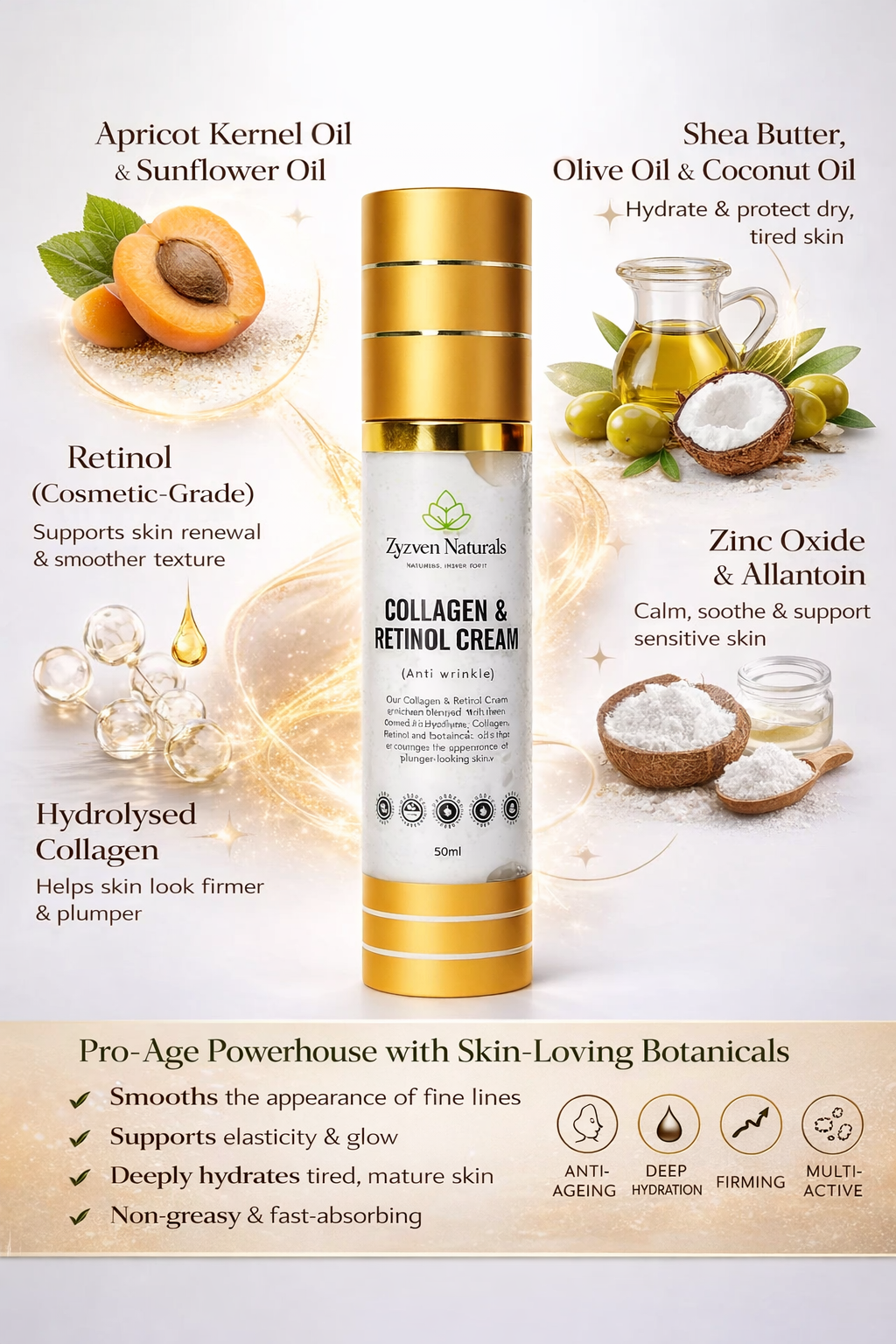 Collagen & Retinol Moisturizer | Organic Anti-Aging Face Cream (50ml)
