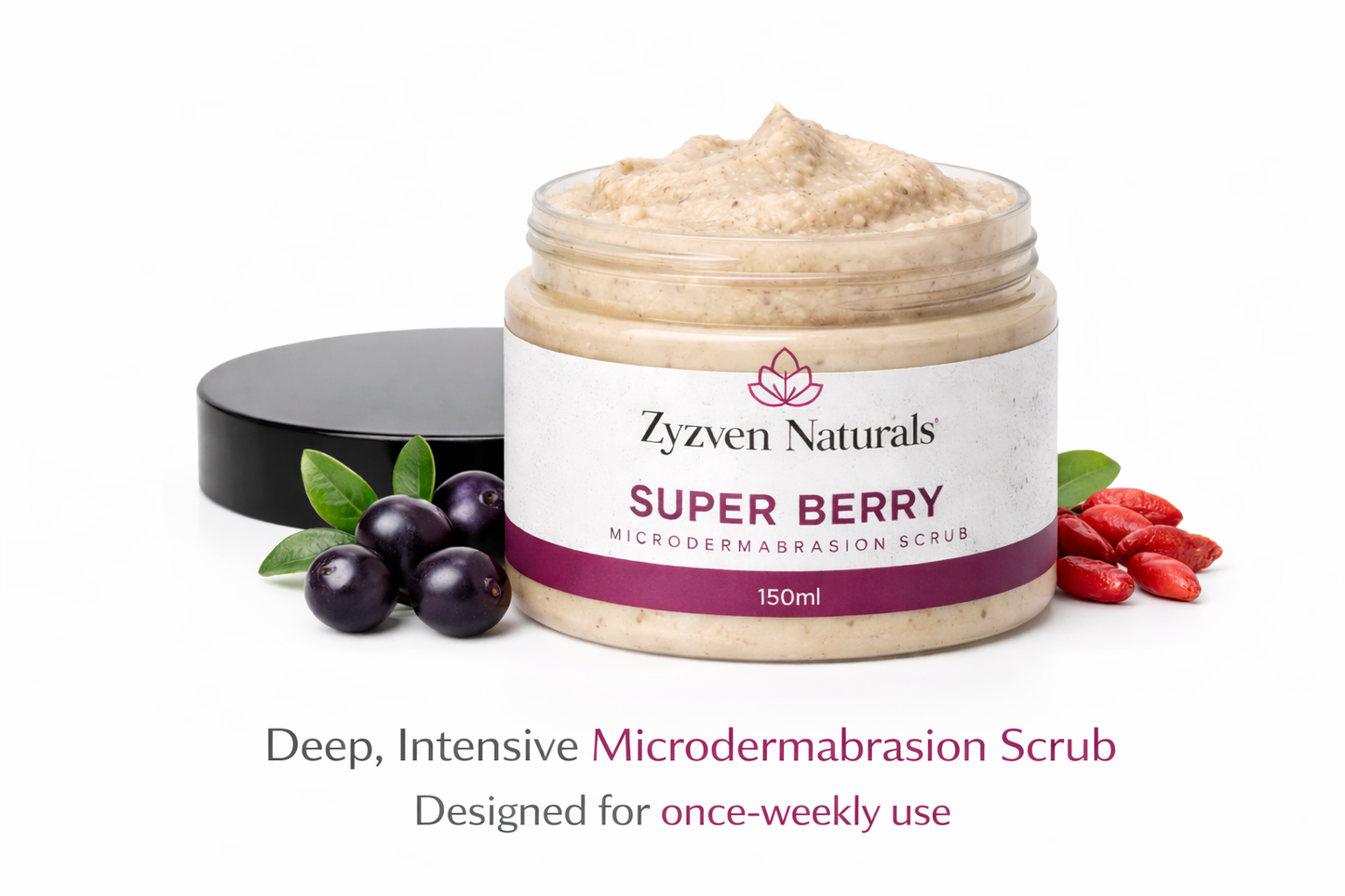 Super Berry Microdermabrasion Scrub | Deep Exfoliating Face Scrub with Acai & Goji (150ml)