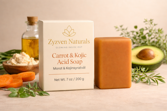 Carrot & Kojic Brightening Soap Bar (200g) | Face & Body Cleanser with Shea Butter, Avocado Oil & Vitamin E