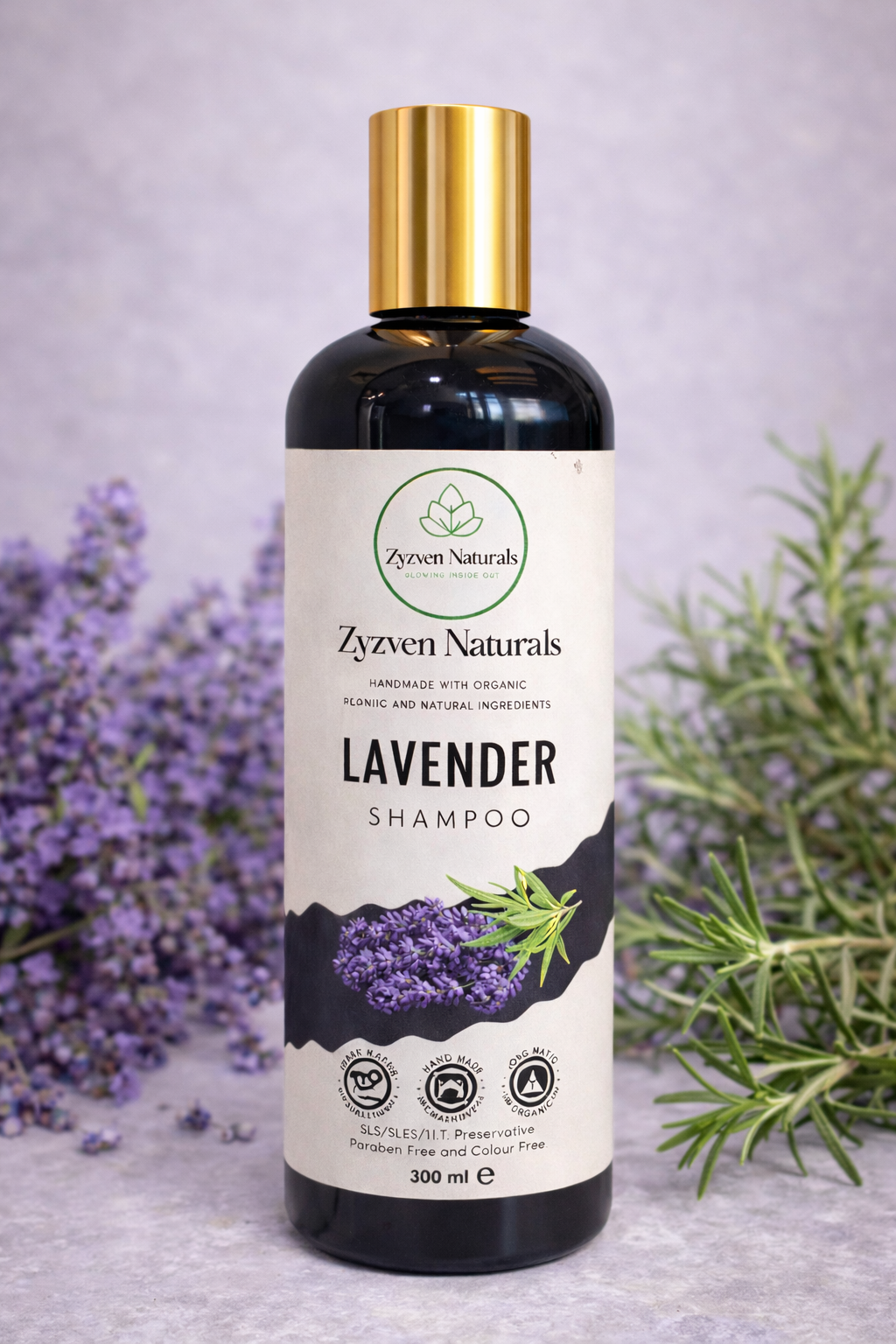 Lavender Shampoo (300ml) | Organic Calming Shampoo with Lavender, Aloe Vera & Rosemary