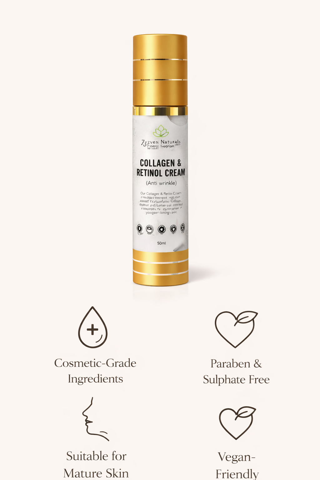 Collagen & Retinol Moisturizer | Organic Anti-Aging Face Cream (50ml)