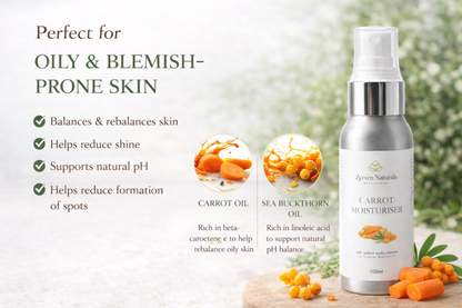 Carrot & Sea Buckthorn Moisturiser (50ml) | Lightweight Face Cream for Oily & Blemish-Prone Skin