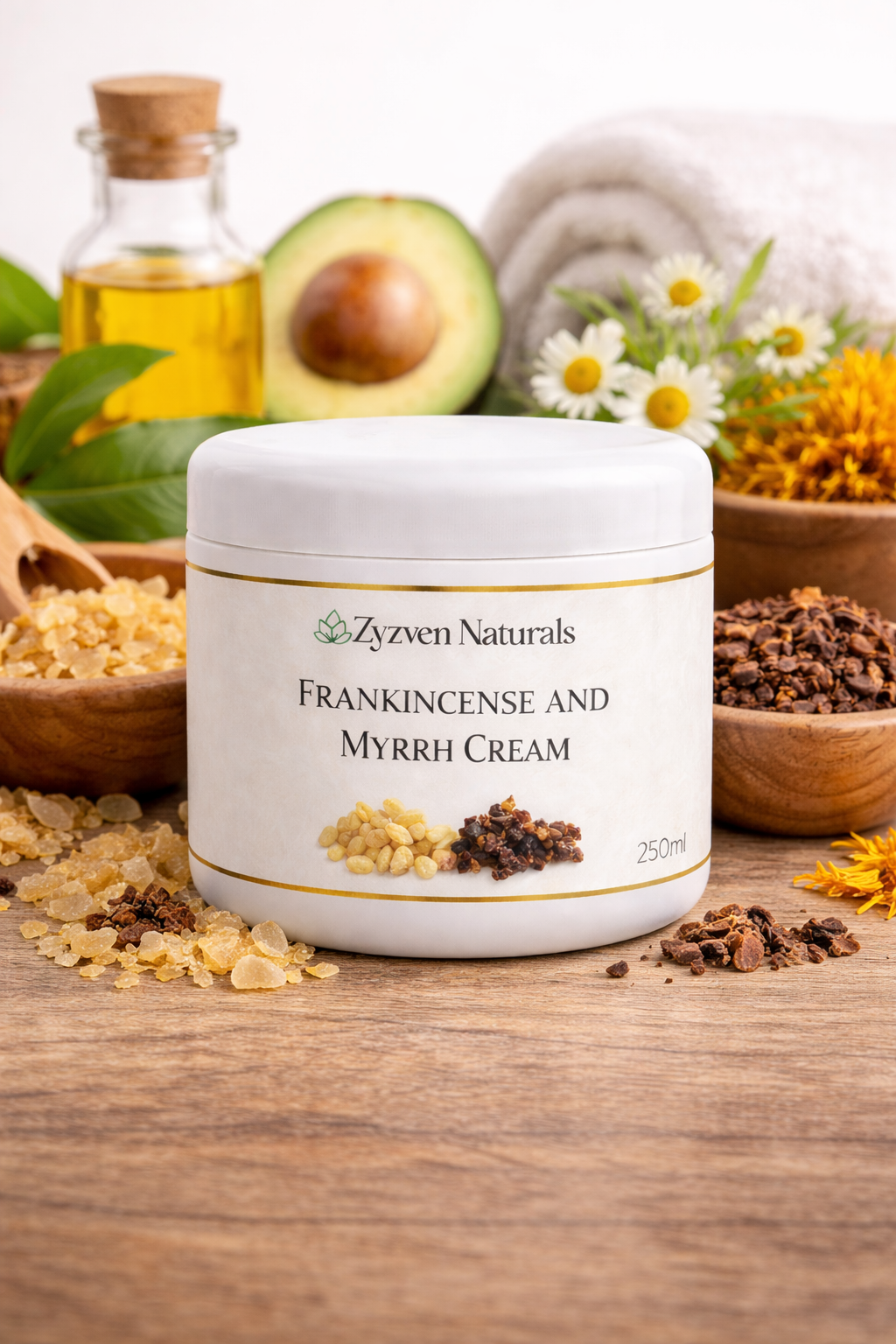 Frankincense & Myrrh Face & Body Cream (200ml) | Hydrating Moisturizer with Shea Butter, Rosehip & Avocado Oil