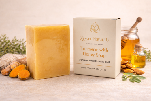Turmeric & Honey Brightening Soap Bar (200g) | Face & Body Cleanser with Kojic Acid, Niacinamide & Sea Buckthorn