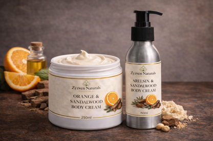 Orange & Sandalwood Body Cream (250ml) | Men's Moisturizer with Shea Butter, Rosehip & Avocado Oil