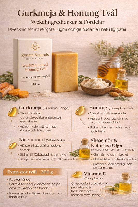 Turmeric & Honey Brightening Soap Bar (200g) | Face & Body Cleanser with Kojic Acid, Niacinamide & Sea Buckthorn