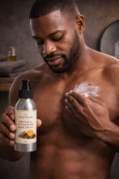 Orange & Sandalwood Body Cream (250ml) | Men's Moisturizer with Shea Butter, Rosehip & Avocado Oil