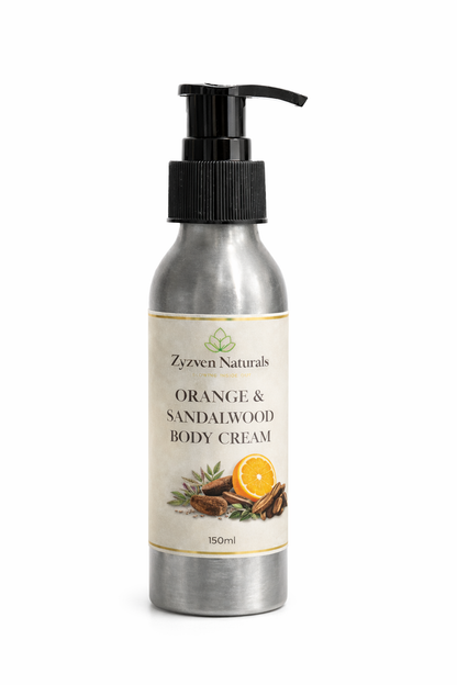 Orange & Sandalwood Body Cream (250ml) | Men's Moisturizer with Shea Butter, Rosehip & Avocado Oil