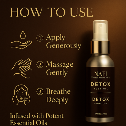 Detox Massage Oil 100ml – Natural Circulation & Muscle Relief
Boost Circulation • Relieve Aches • Detox Naturally
