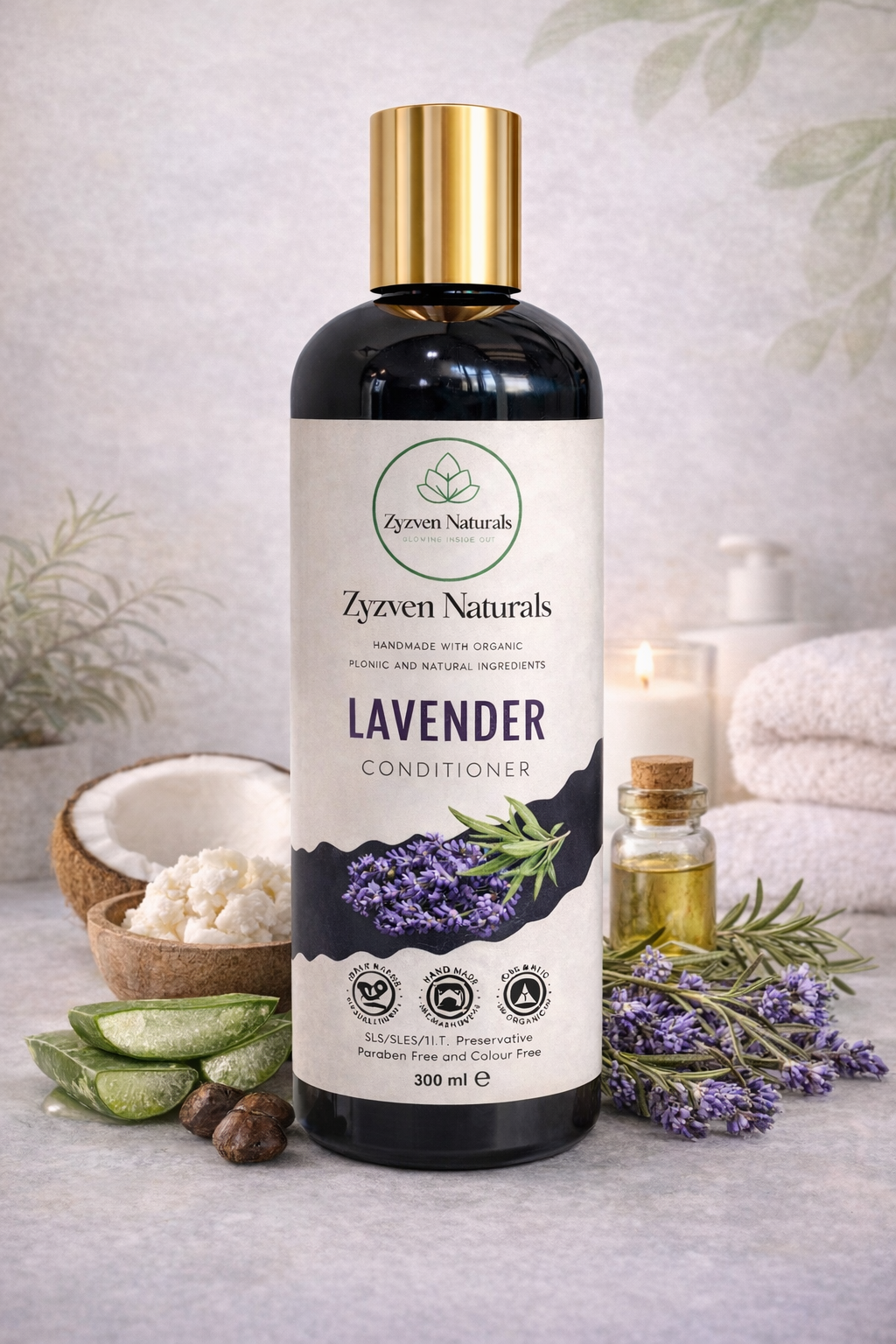 Lavender Conditioner (300ml) | Organic Moisturizing Conditioner with Lavender, Aloe Vera & Shea Butter