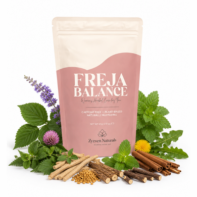 Freja Balance menopause and hormonal wellness herbal tea 80g, organic vegan herbal tea, GMP certified and third-party lab tested